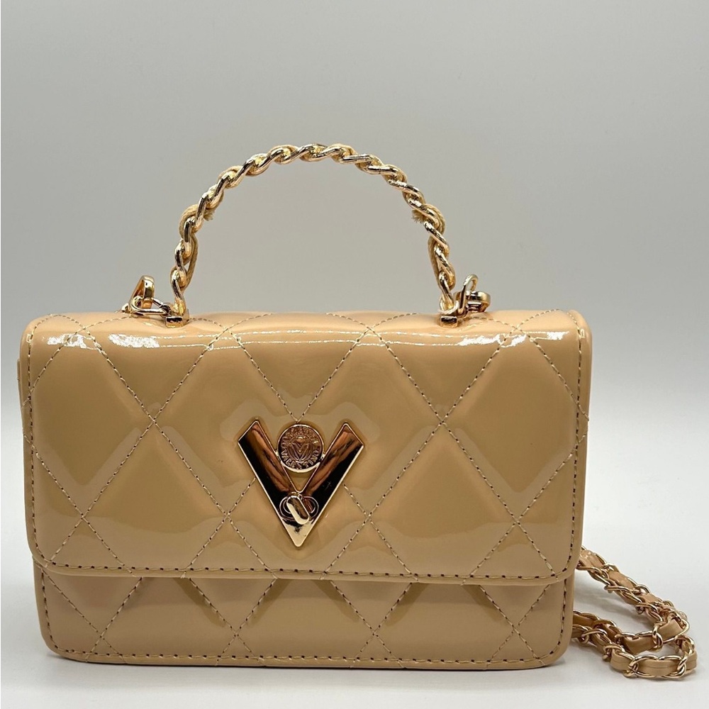 Valentino Orlando Elegant Tan Quilted Handbag Or Crossbody Bag